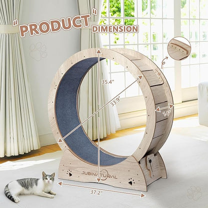 Cat Exercise Wheel, 35.9" Cat Running Wheel for Indoor Cats with Quiet Carpeted Runway, Cats Treadmill Wheels with Locking Mechanism, Cat's Weight Loss and Health