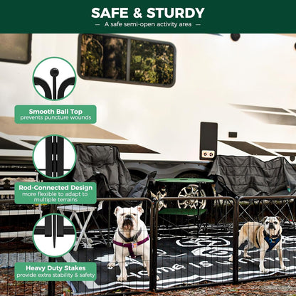FXW Rollick Unleashed Dog Playpen for Indoor, Yard, RV Camping, 24 inch 16 Panels for Small and Puppy Dogs, Black│Patented