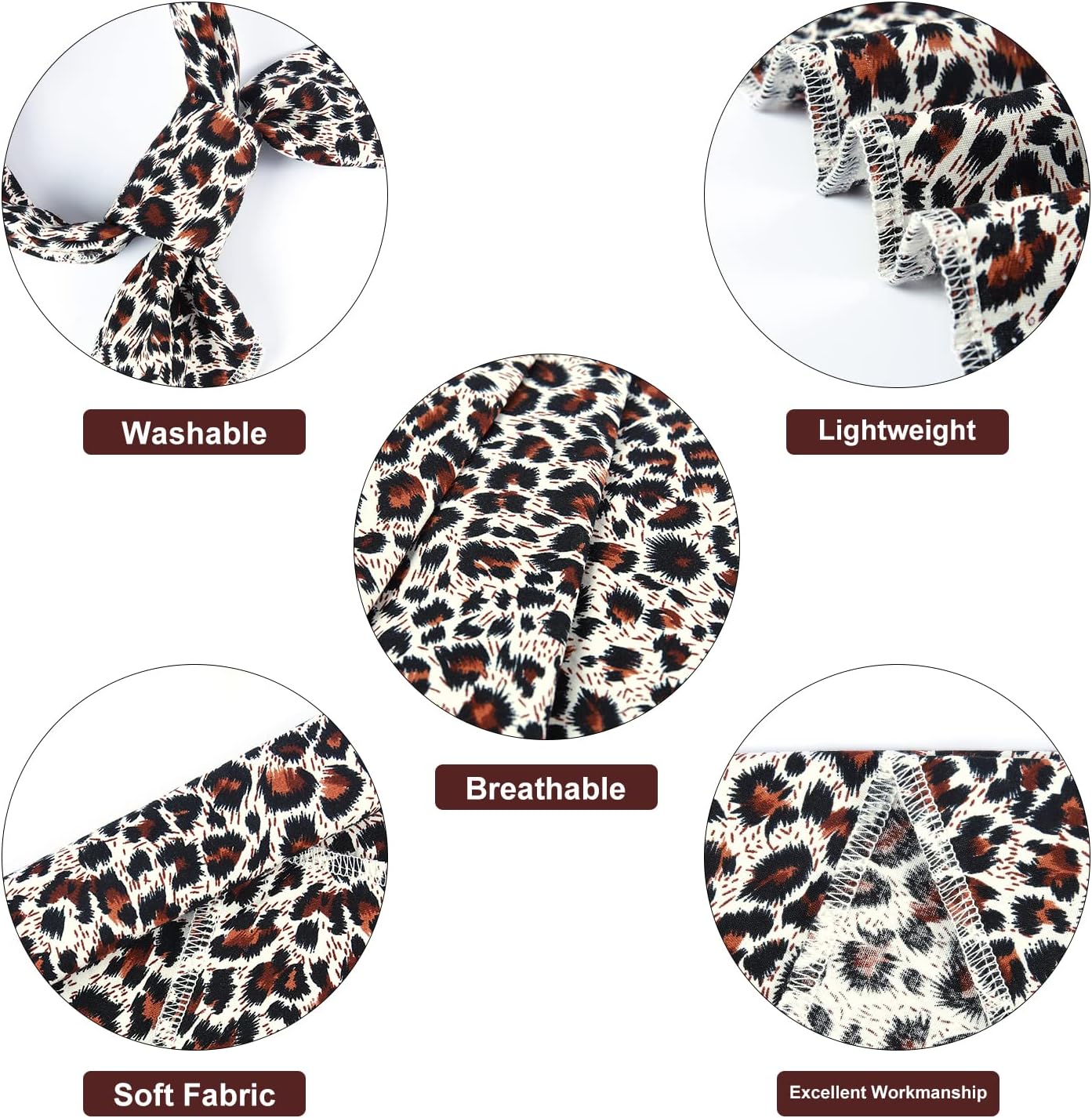 E-Clover Dog Bandanas Boy & Matching Scrunchie Set Leopard Dog Bandana Bibs Washable Kerchief Scarf for Medium Large Dogs & Owner