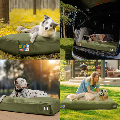 Sytopia 36-Inch Canvas Outdoor Dog Bed, Waterproof & Washable with Removable Cover, Ideal for Medium & Large Dogs, Chew-Proof Great for Indoor, Outdoor, Crate, or Patio Use (Green)