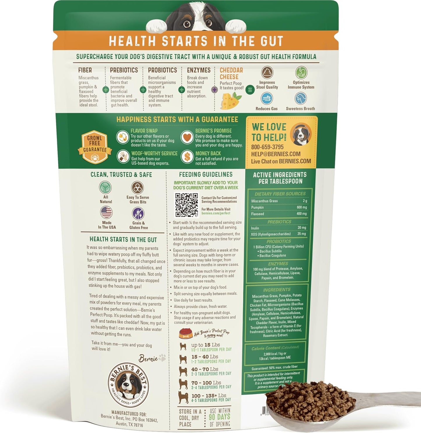 Perfect Poop Digestion & General Health Supplement for Dogs: Fiber, Prebiotics, Probiotics & Enzymes Relieves Digestive Conditions, Optimizes Stool, and Improves Health (Cheddar Cheese, 30.0)