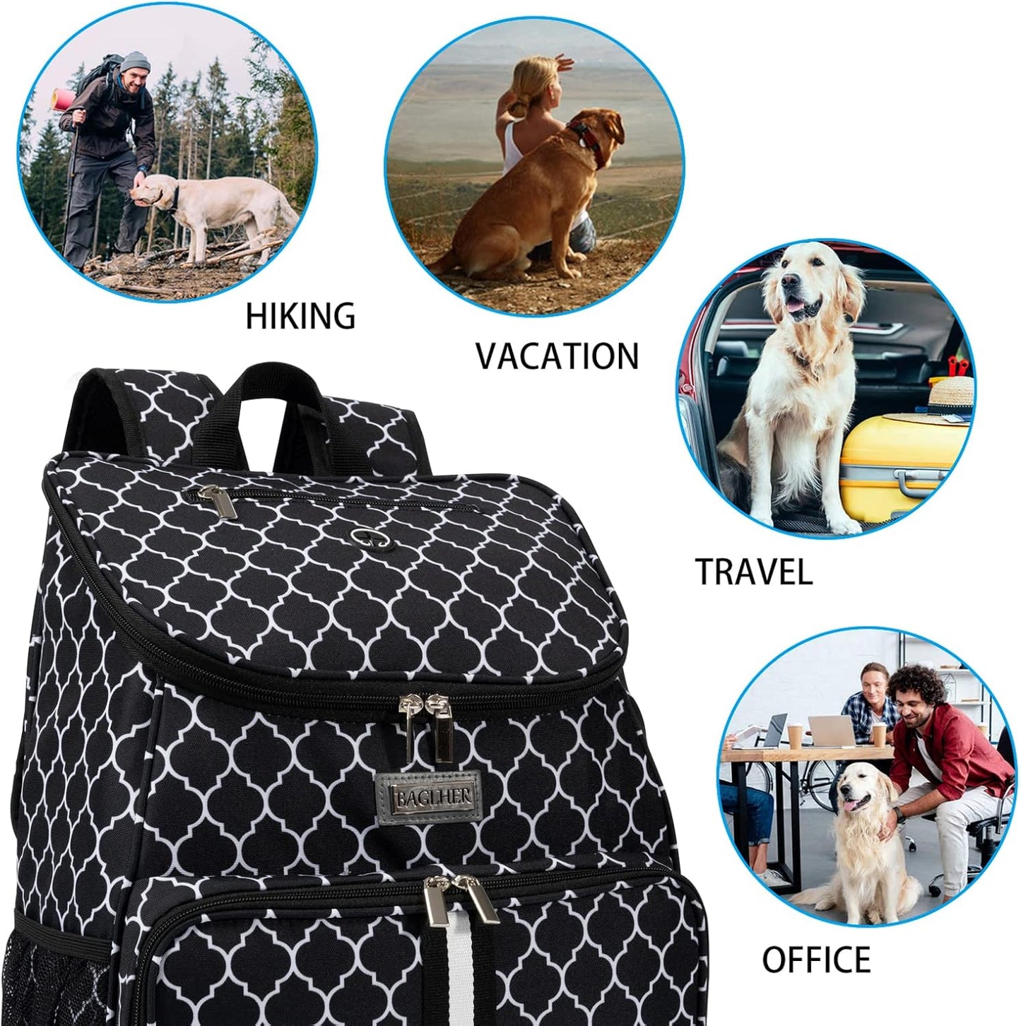BAGLHER丨Dog Travel Bag, Airline Approved Pet Supplies Backpack, Dog Travel Backpack with 2 Silicone Collapsible Bowls and 2 Food Baskets - Pawvie