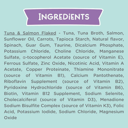 LOVE, NALA - Natural Adult Cat Wet Food - FLAKED Tuna and Salmon in Broth- Grain Free, Non-GMO, Lean Protein, Omega 3, Added Minerals & Vitamins - 12 Pack 2.4 lbs.