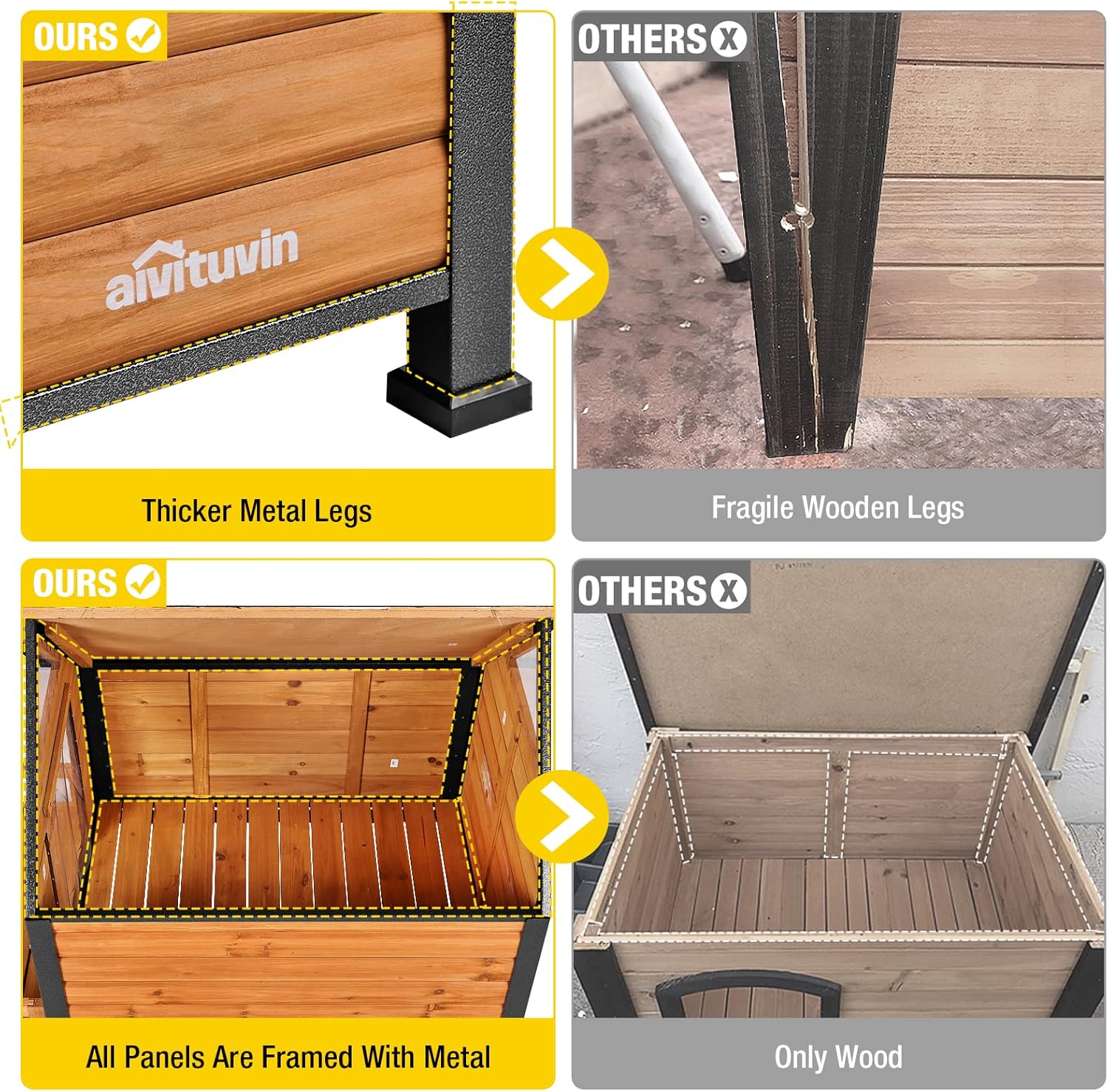 Outdoor Dog House, Waterproof Puppy Shelter Indoor Doghouse with Elevated Floor, Anti-Bite Design Dog Home for Small Medium Dogs with Porch - Pawvie
