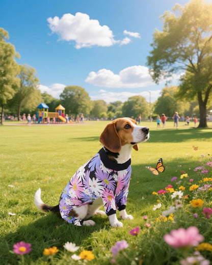 PET SHOW 4 Pack Dog Pajamas for Medium Large Dogs Girl Soft Stretchy PJs Paw Floral Jumpsuit Dog Doughnut Ice Cream Onesies Outfits with Sleeve Pets Breathable Summer Clothes Costume XXL