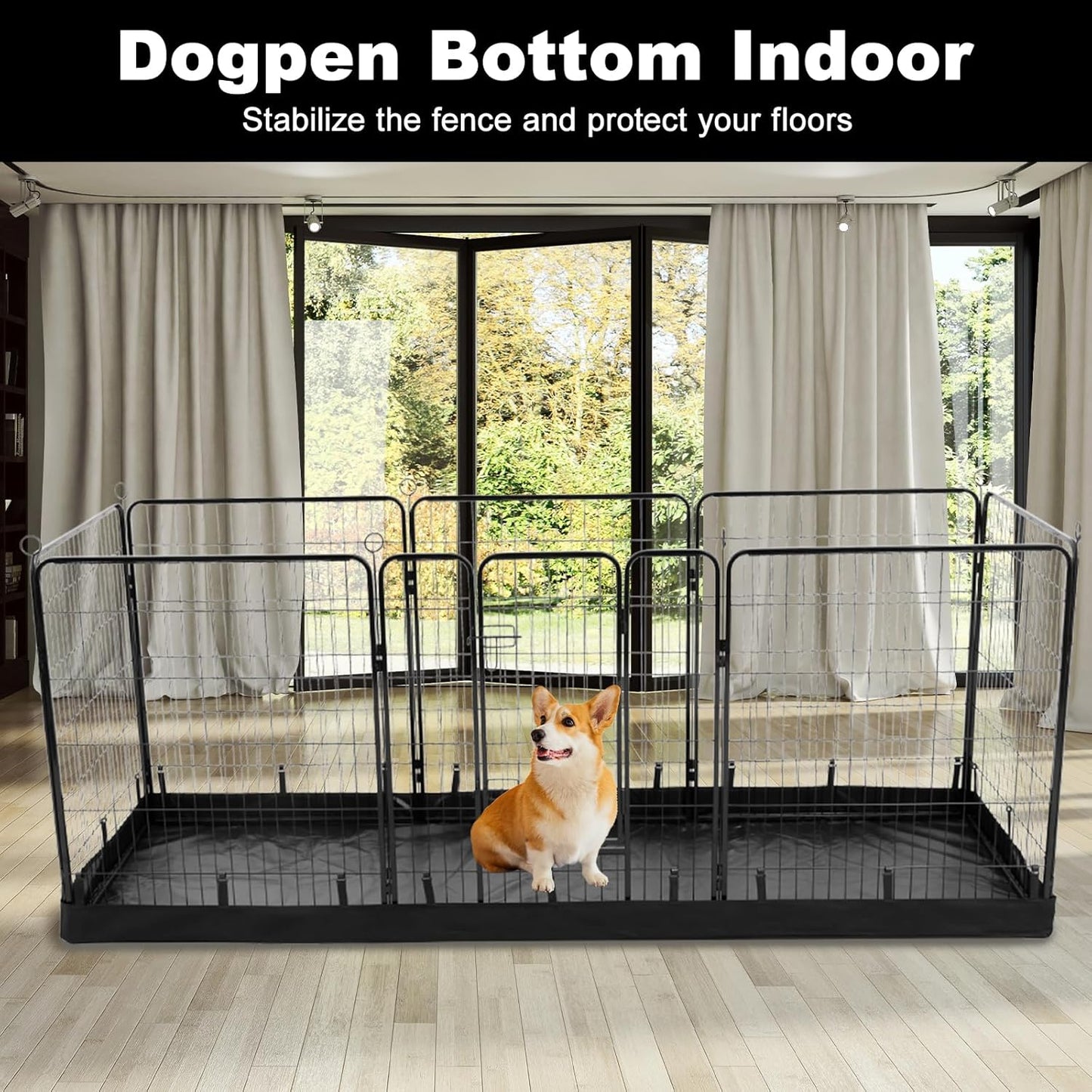 PJYuCien Rectangle Dog Playpen Bottom Pad - Fits 8 Panels 32"" Width Metal Dog Playpen -32""x96"" Size 600D Oxford Cloth Waterproof Playpen Bottom Pad (Note: Only Bottom Pad, No Playpen!!!), Black