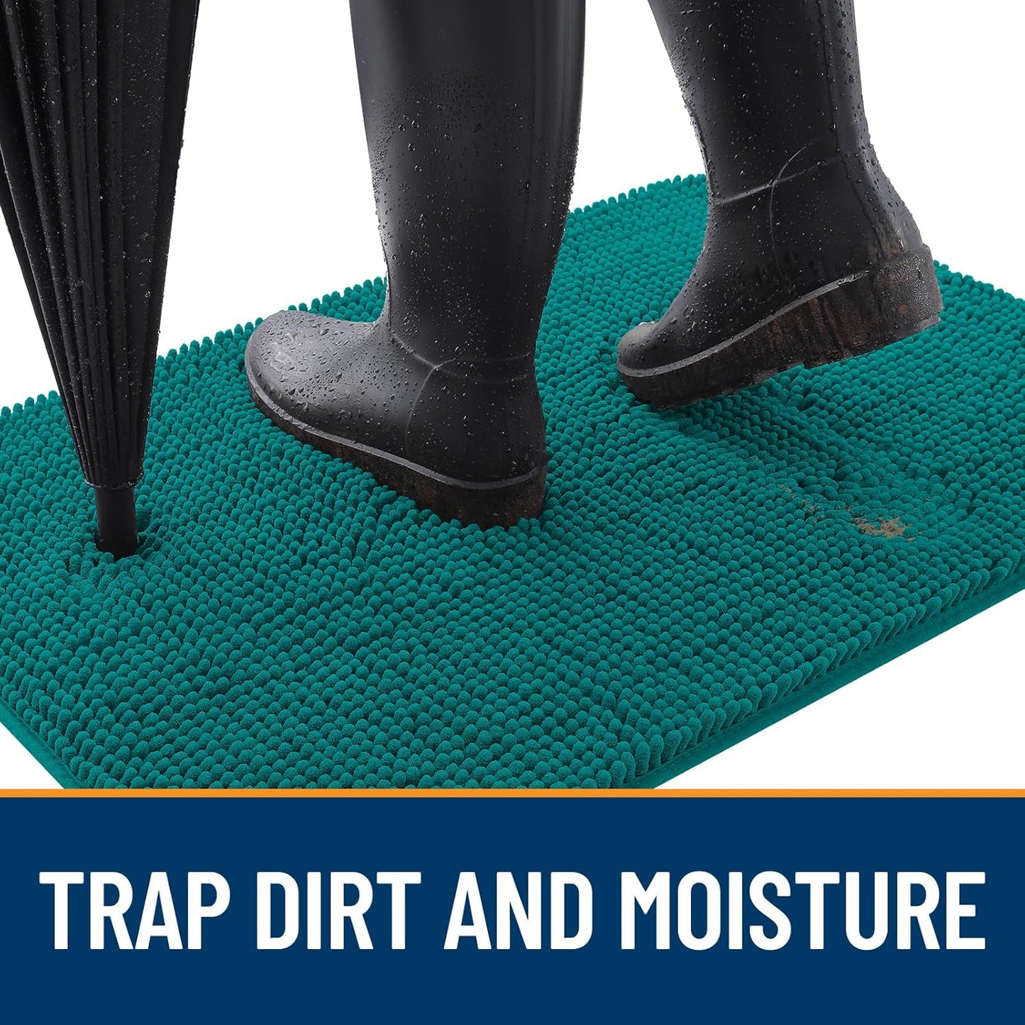 OLANLY Dog Door Mat for Muddy Paws 36x24, Absorbs Moisture and Dirt, Absorbent Non-Slip Washable Doormat, Quick Dry Chenille Mud Mat for Dogs, Entry Indoor Entryway Carpet for Inside Floor, Lake Blue