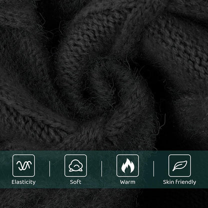 Queenmore Small Dog Pullover Sweater, Cold Weather Cable Knitwear, Classic Turtleneck Thick Warm Clothes for Chihuahua, Bulldog, Dachshund, Pug (Black, X-Large)