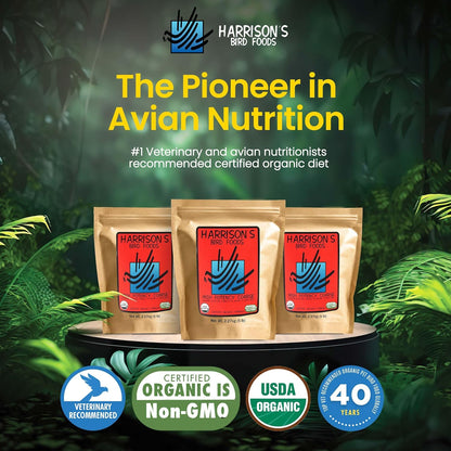 Harrison's Bird Foods High Potency Coarse—Maximum Nutritional Formula for Medium to Large Birds, Certified Organic Non-GMO Pet Bird Food, Vet-Developed, Suitable for All Life Stages, 2.27 kg/ 5 lb