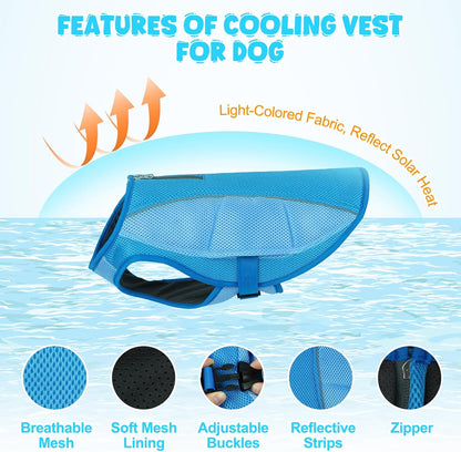 ROZKITCH Dog Cooling Vest, 2-Layer Lightweight Breathable Mesh Performance, Full Coverage Adjustable Buckle Fit Dog Jacket for Large Dogs 2XL