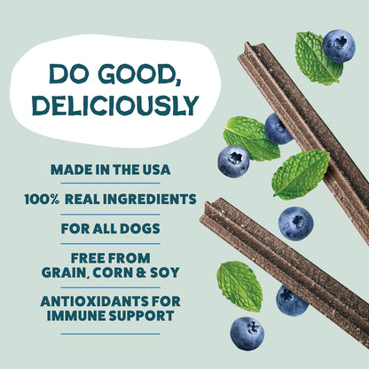 Shameless Pets Toothberry Dental Chews for Dogs – Natural Dog Dental Sticks for Fresh Breath, Teeth Cleaning & Removes Tartar, Grain-Free Dog Treats, No Corn or Soy, 32 Sticks