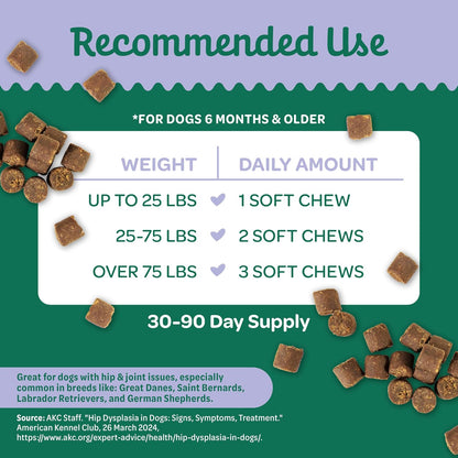 Wholesome Pride Hip & Joint Supplement for Dogs – 90 Soft Chews – Glucosamine, Chondroitin, MSM & Turmeric – Mobility Support & Arthritis Relief for Growing, Adult & Senior Dogs