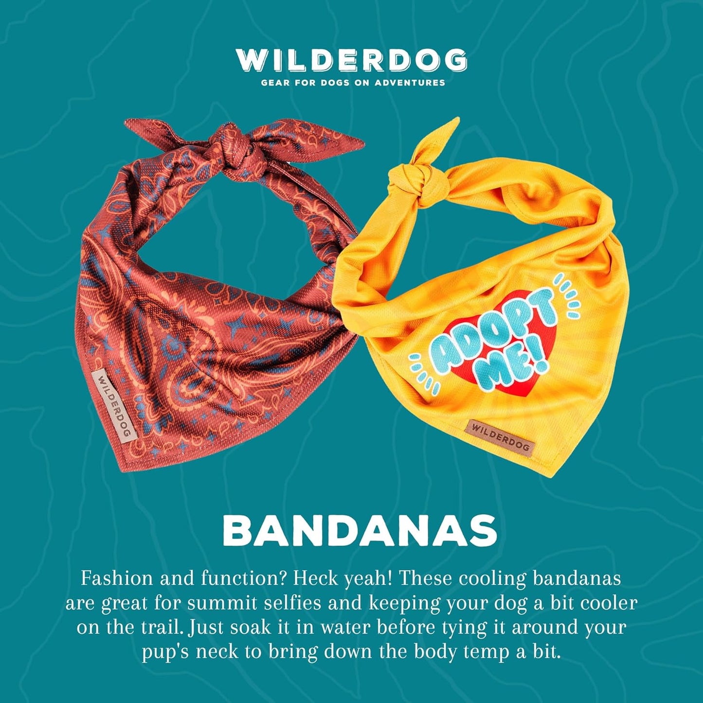 Wilderdog Dog Bandana with Lightweight Quick Drying Poly-Blend Mesh Material in Orange