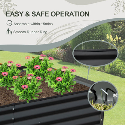 Domi Raised Garden Beds Outdoor, 8x4x1.5Ft Thickening Tall Metal Rectangular Deep Root Box Planter for Vegetables, Flowers, Herbs, and Succulents 1.5" Deep w/ 342 Gallon Capacity - Dark Gray