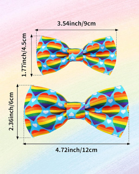 PET SHOW 10 Pack Pride Month Big Dog Bow Ties for Large Medium Dogs Sliding Collar Attachments Rainbow Bowties LGBT Bowknots Party Holiday Pet Grooming Accessories(Large)