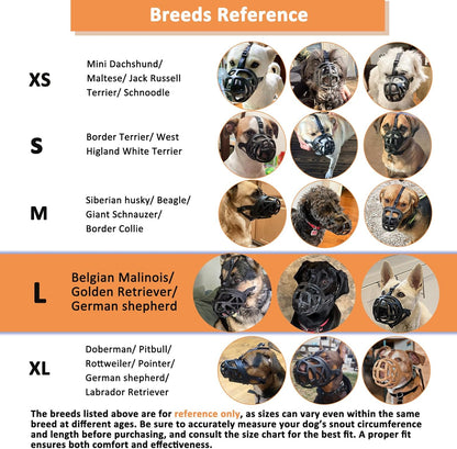 BARKLESS Dog Muzzle, Basket Muzzle for Biting, Chewing and Scavenging, Humane Cage Mouth Cover, Perfect for Grooming and Training Large Aggressive Reactive Dogs (L, Brown)