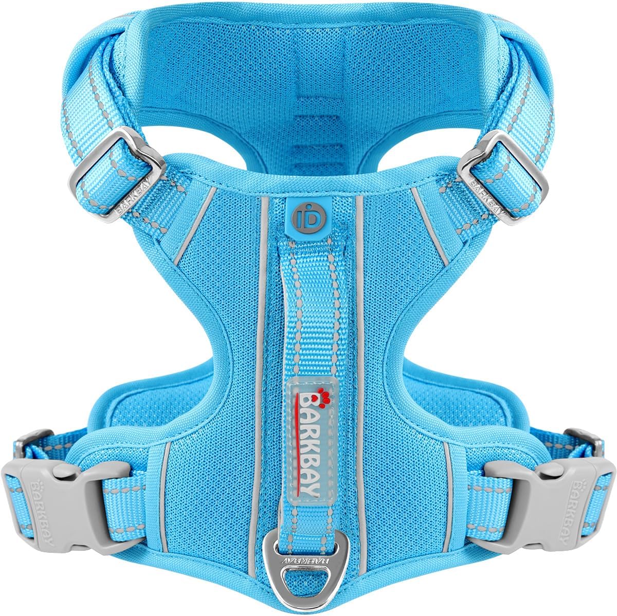 BARKBAY Dog Harness No Pull with ID Tag Pocket - Heavy Duty, Reflective, Easy Control for Large Dogs(Blue,XL)