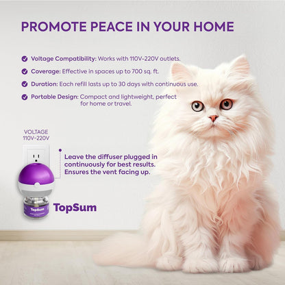 Cat Calming Diffuser Refills: Pheromone Refill for Cats, Long-Lasting 6-Month Supply, Compatible with Most Diffusers, 6 Pack (Purple)