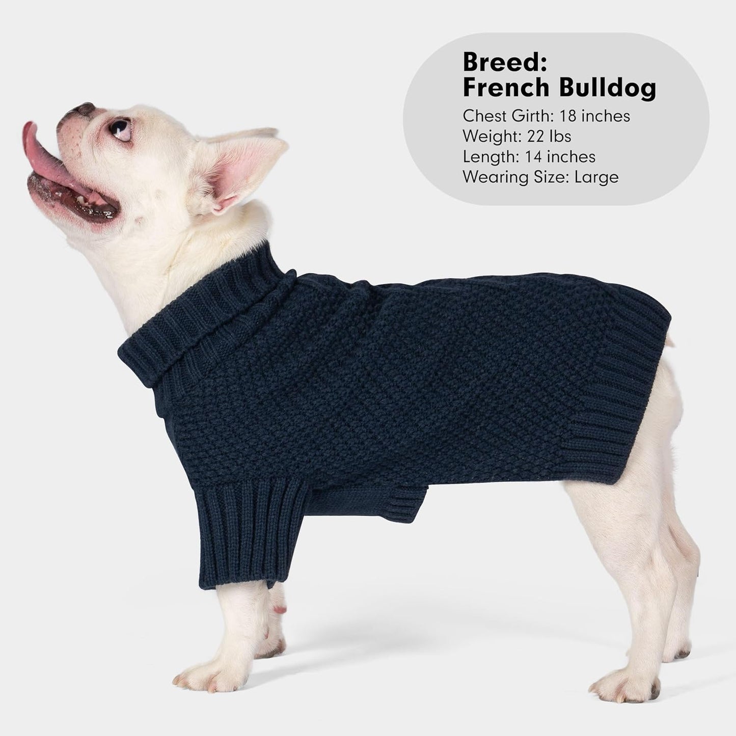 cyeollo 2XL Dog Sweater, Warm Stretchy Sweaters for Large Dogs Boy, Pullover Knitted Thermal Winter Big Dog Clothes with Sleeves, Turtleneck Pet Beagle Border Collie Apparel, Navy XXL