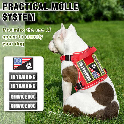 WINSEE Service Dog in Training Harness with 5 PCS Patches, Reflective Tactical Dog Vest Harness, Adjustable Soft Oxford Pet Harness with Easy Control Handle, Hook & Loop Panels for Walking Hiking