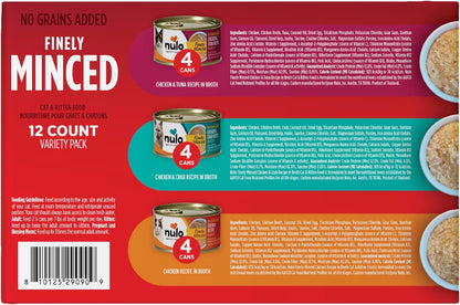 Nulo Finely Minced Variety Flavor Wet Canned Cat Food, 2.8 Ounce (Pack of 12)