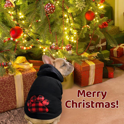 SAWMONG Dog Hoodie,Flannel Pet Hooded Sweater with Hat Puppy Pullover Sweater Shirt,Dog (Black,XL)