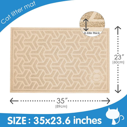 UPSKY Cat Litter Mat, Litter Trapping Mat Soft on Kitty Paws, Large Litter Box Mat 35" x 24" Scatter Control for Indoor Cats Waterproof and Extra Large Pretty Litters Carpet