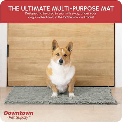 My Doggy Place Microfiber Dog Mat for Muddy Paws, 31" x 20" Light Gray - Absorbent and Quick-Drying Dog Paw Cleaning Mat, Washer and Dryer Safe - Non-Slip Rubber Backed Dog Floor Mat, Medium