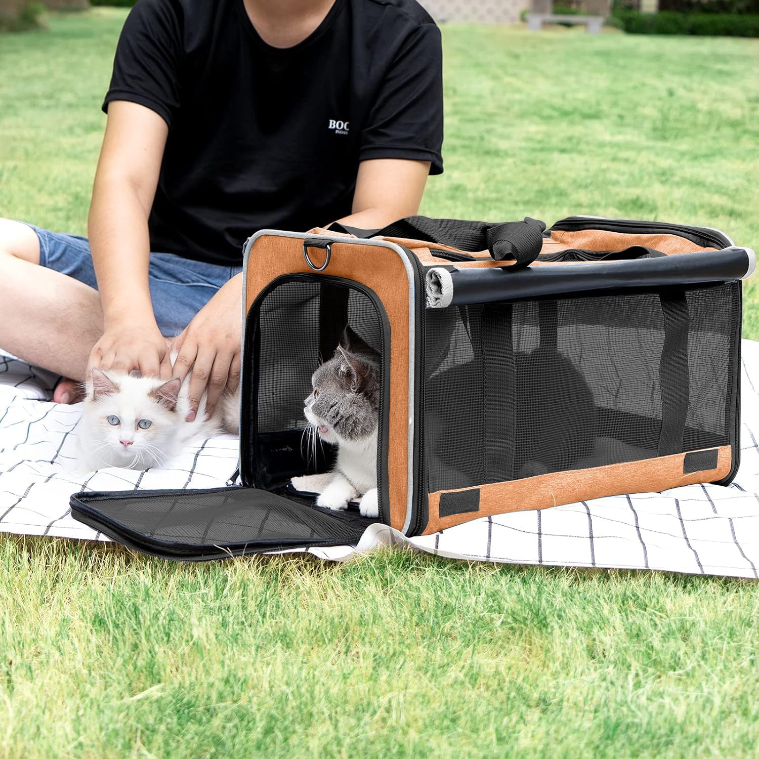 Dog Carry Bag for Puppy Pet Soft-Shell Portable Kennel Crate for 0-15 lbs Foldable Pomeranian Travel Cage Tea Cup Yorkie Carrier Purse Indoor Carrying Case Cat Supply Melon Tiny Dog Melon - Pawvie