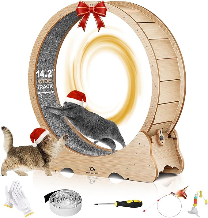 Cat Wheel, 43" L Large Cats Exercise Running Wheel, Cat Treadmill for Indoor Cats