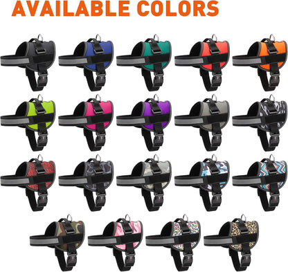 Dogline Dog Harness, Reflective No-Pull Adjustable Vest with Handle for Walking, Training, Breathable, No - Choke Harness for Small, Medium or Large Dogs Room for Patches Zebra Black/White XL 33"-46"