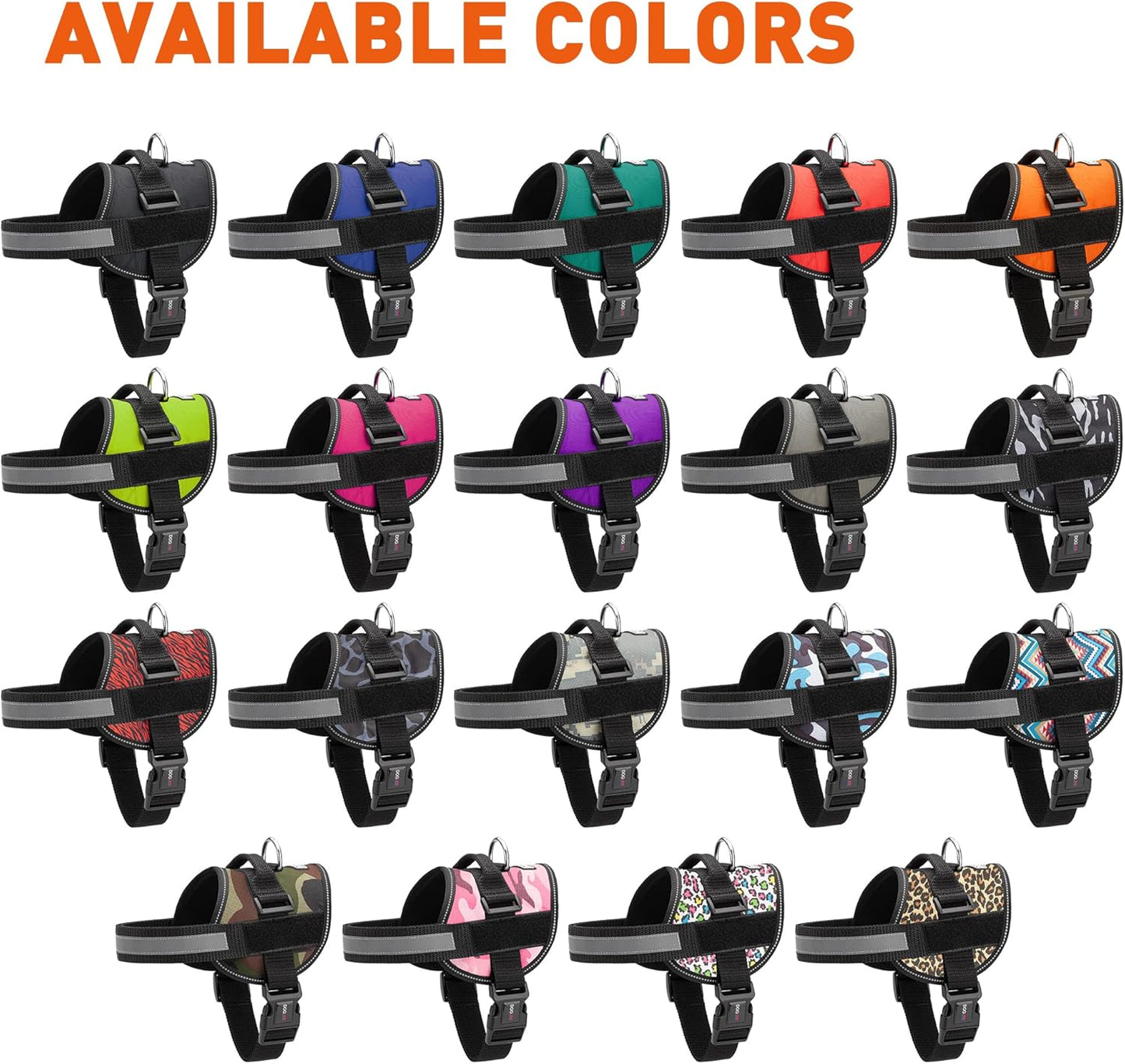 Dogline Dog Harness, Reflective No-Pull Adjustable Vest with Handle for Walking, Training, Breathable, No - Choke Harness for Small, Medium or Large Dogs Room for Patches Girth 27 to 34 in Blue Camo