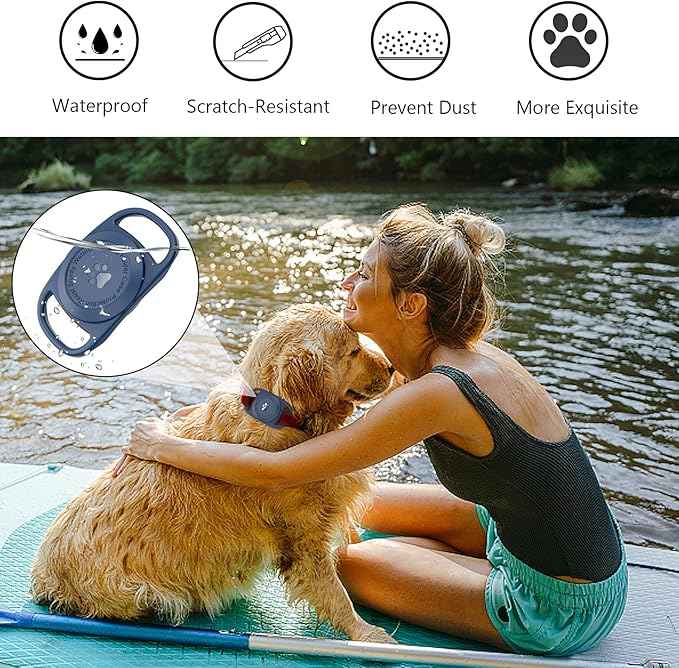 Airtag Dog Collar Holder, [2 Pack], Waterproof Protective Case for Apple AirTag, Durable & Lightweight with Full-Body Protection, Soft Silicone, DarkBlue