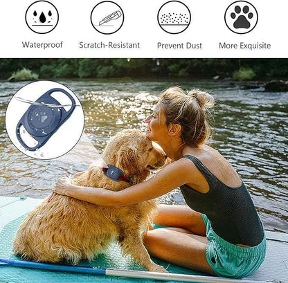 Airtag Dog Collar Holder, [2 Pack], Waterproof Protective Case for Apple AirTag, Durable & Lightweight with Full-Body Protection, Soft Silicone, DarkBlue