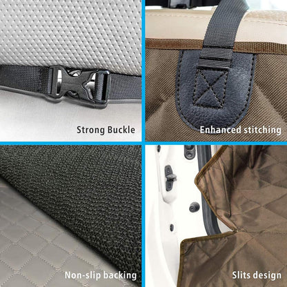 F-color SUV Cargo Liner for Dogs, Water Resistant Pet Cargo Cover Dog Seat Cover Mat for SUVs Sedans Vans with Bumper Flap Protector, Non-Slip, Large Size Universal Fit, Brown - Pawvie