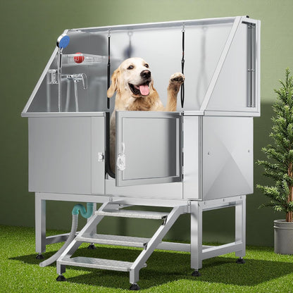 YITAHOME Professional Dog Bathtub 50in, Stainless Steel 304 Pet Grooming Station with Right Door & Floor Grate, Ideal for Large to Small Pets, Indoor & Outdoor Use