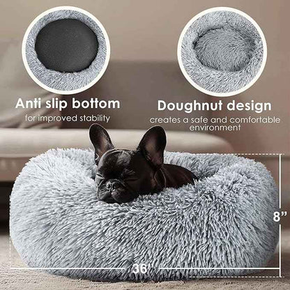 Extra Large Dog Beds, 36 Inch Human Dog Anxiety Relief Comfort Bed, Indestructible & Chew Proof Pet Beds (Light Grey)