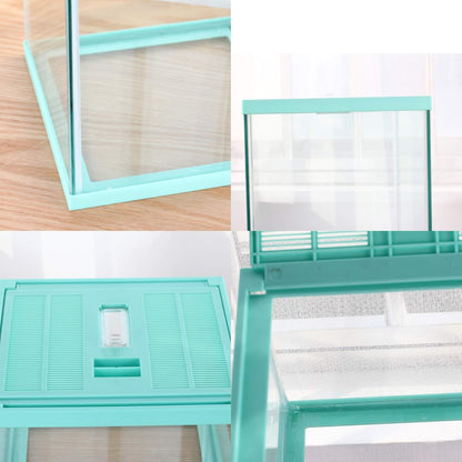 crapelles Reptile Terrarium Tank, Snail Jumping Spider Enclosure, Tarantula Insect Pet Box, Vivarium Tank for Hermit Crab Cricket Gecko Frog, Small Tortoise Habitat Cage (7.8x7.8x5.9 Inches) Green