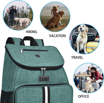 BAGLHER丨Dog Travel Bag, Airline Approved Pet Supplies Backpack, Dog Travel Backpack Accessories Set with 2 Silicone Collapsible Bowls and 2 Food Baskets. Green - Pawvie