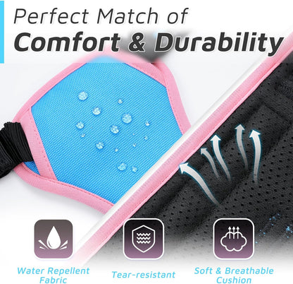 Eagloo Dog Harness for Large Dogs, No Pull Service Vest with Reflective Strips and Control Handle, Adjustable and Comfortable for Walking, No Choke Pet Harness with 2 Metal Rings, Pink & Blue, L