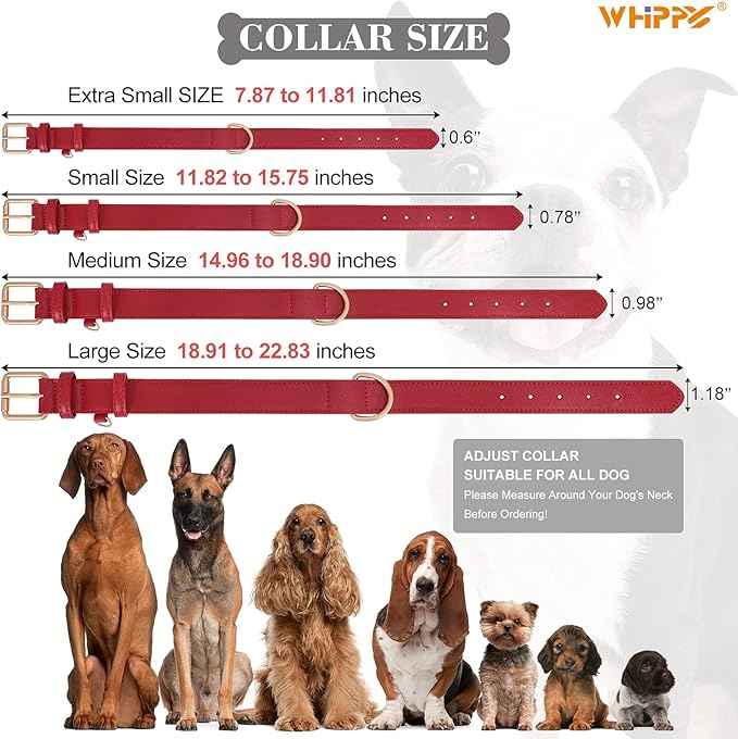 Airtag Leather Dog Collar for Small Medium Large Dog Adjustable Soft Padded Air Tag Puppy Collar Heavy Duty Metal Buckle Collar with Anti-Lost Airtag Holder Protective Case,S,Red
