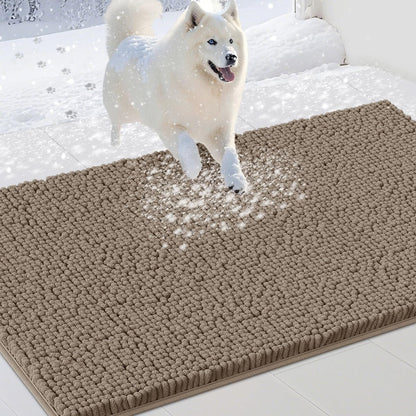 IM HOME Extra Large Dog Door Mats for Muddy Paws, Chenille Absorbent Dog Mats, Non Slip Heavy Mud Mat for Dogs, Soft Pet Mat for Entryway, Mud Paws, Inside Floor,60" x 36", Beige