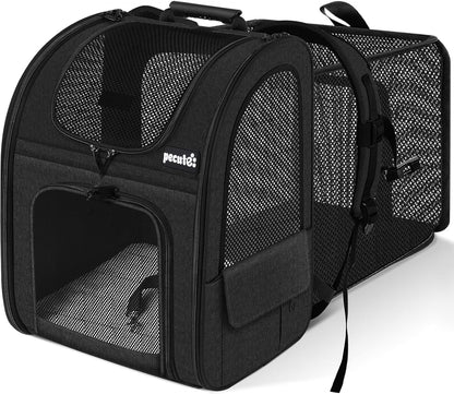 Pecute Cat Carrier Backpacks, Expandable Cat Backpack with Breathable Mesh, Pet Carrier Backpack for Cats Small Dogs Puppies Up to 18 Lbs, Dog Carrier Backpack Great for Travel Hiking Camping Outdoor - Pawvie