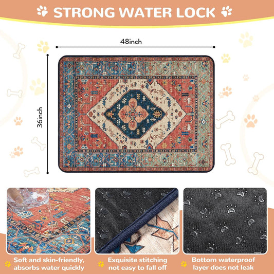 Lahome Reusable Washable Puppy Pads - 2 Pack Super Absorbent & Waterproof Dog Training Mats for Potty, Crate and Floor - Leakproof Pee Pads with Non-Slip Backing (Red, 36"x48")