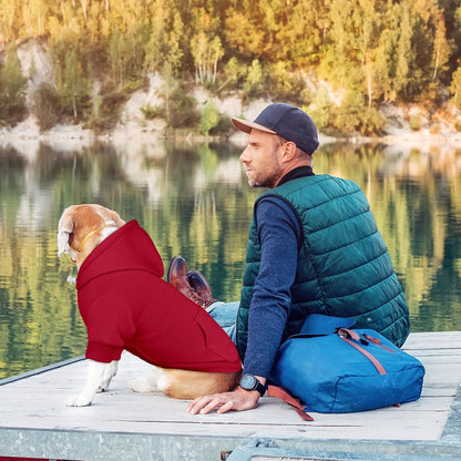 Dog Sweaters for Medium Dogs Dog Hoodie Pet Sweater Solid Soft Brushed Fleece Pet Clothes Hoodie Sweatshirt with Pocket(Red-M)