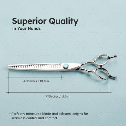 8” Dog Grooming Chunker Scissors – VG10 Japanese Steel Professional Pet Shears for Cats & Dogs | Clean Cut & Precise Trimming | Lightweight, Ergonomic, Handcrafted | Thinning Rate 60-70% | K9 Shears