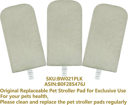 ROODO Pet Stroller Inner Pad for Exclusive Use,Original,Replaceable,Easy to Clean,Set of 3 pc(Light Khaki) - Pawvie