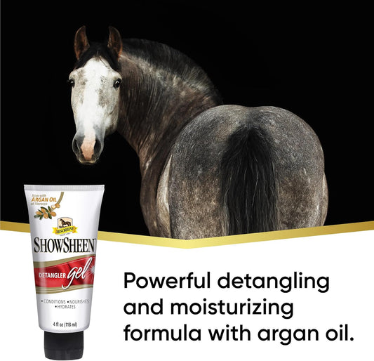 Absorbine ShowSheen Detangler Gel for Coat, Mane & Tail, Moroccan Argan Oil, Tackles Toughest Knots on Horses, Dogs & Livestock, 4oz