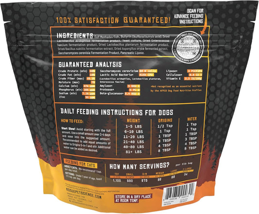 Origins 5-in-1 Dog Supplement - Powdered Food Topper w/Natural Omega 3 Fish Oil - Supports Healthy Digestion, Skin, and Coat - Helps Reduce Itching & Joint Inflammation (5 lbs)