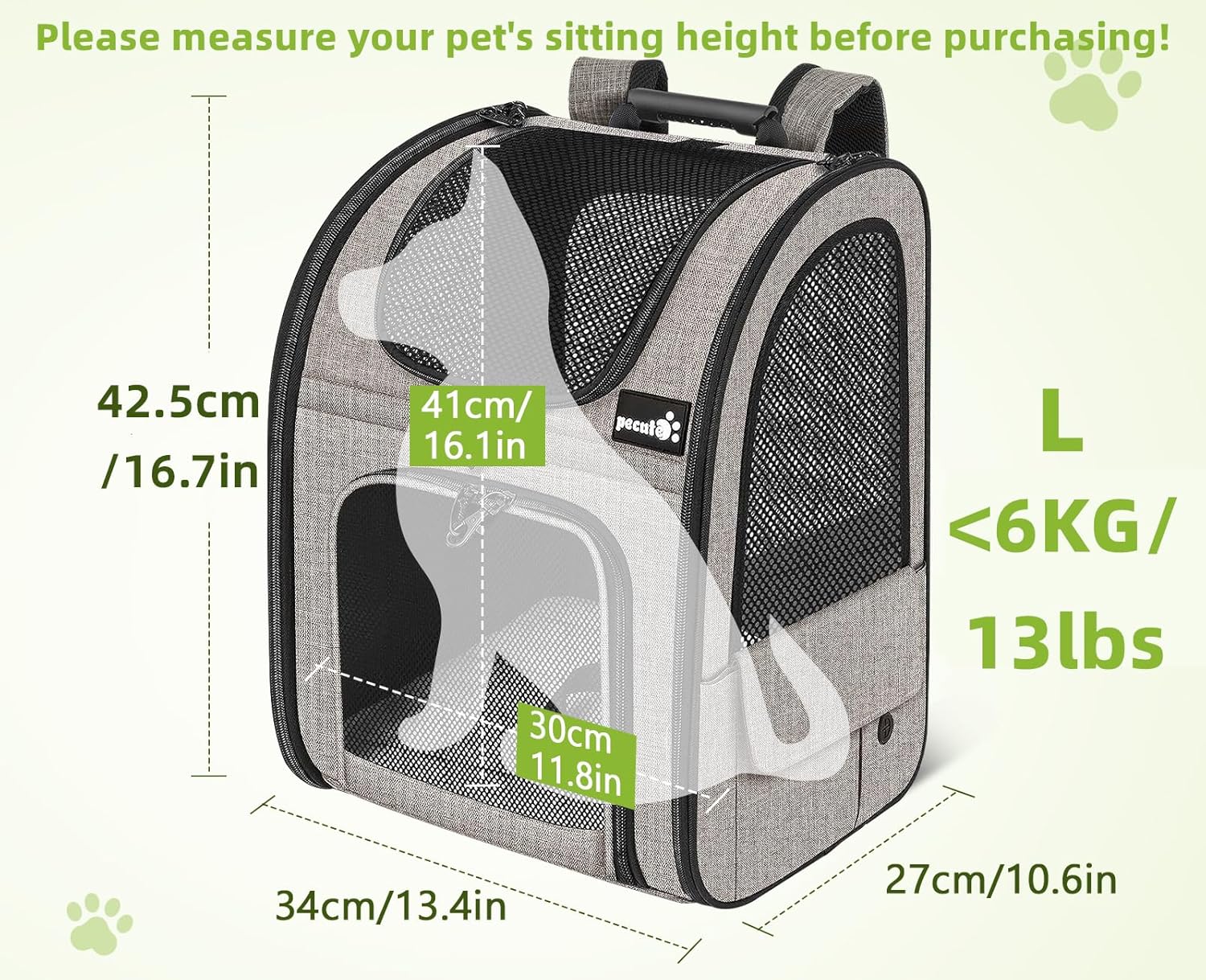 Pecute Pet Carrier Backpack, Dog Carrier Backpack, Expandable with Breathable Mesh for Small Dogs Cats Puppies, Pet Backpack Bag for Hiking Travel Camping Outdoor Hold Pets Up to 17 Lbs - Pawvie